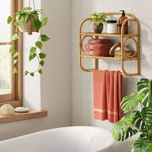 Rattan Wall Bath Shelf Honey Tan Wicker - Threshold Opalhouse Target -New in Box